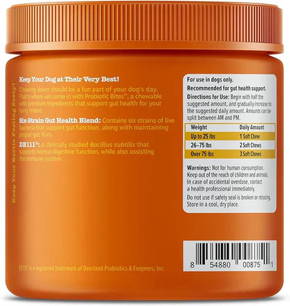 PawJourney® Probiotic Bites for Dogs and Cats (Digestive Enzymes for Gut Flora, Digestive Health, Diarrhea & Bowel Support, Pet Immune System - Clinically Studied DE111 - Chicken Flavor)